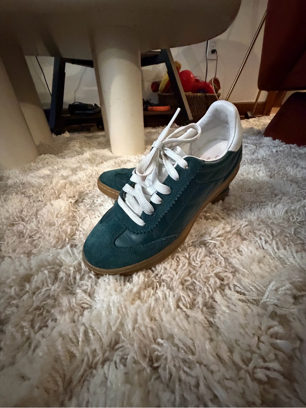 Cole Haan Dark Green Suede Sneakers with White Laces